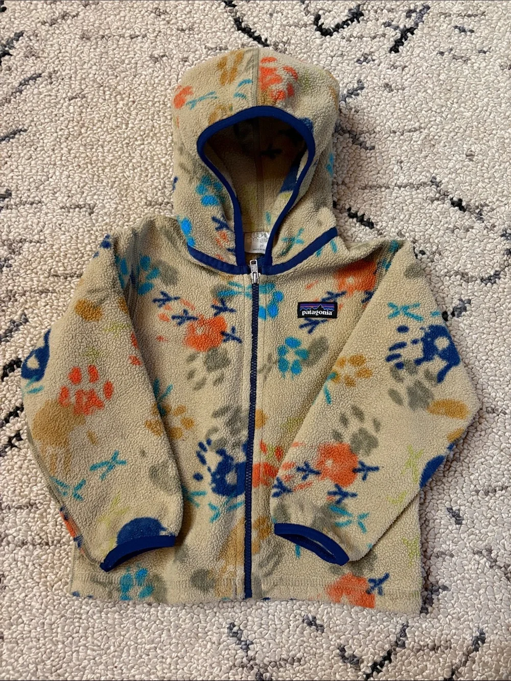 Patagonia Kids' Beige  Fleece Hoodie Jacket 2t